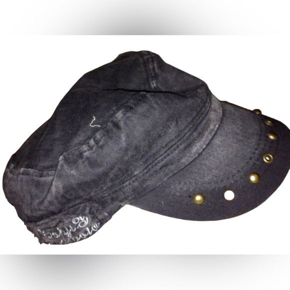 Vintage Distressed Studded Fashion Cap Hat Deadstock Distressed Black - Picture 3 of 5